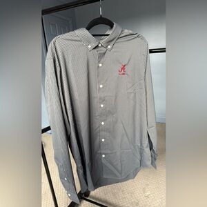 NWT Cutter & Buck Alabama Alumni Skyline Eco Gingham LS Dress Shirt
